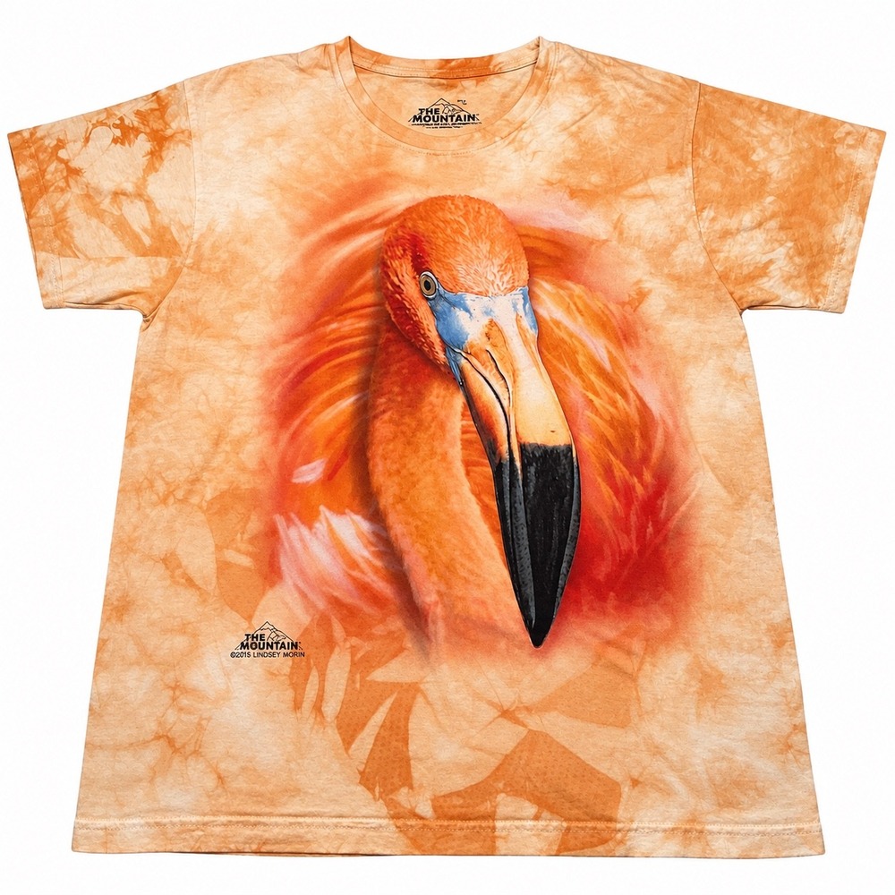 The Mountain Flamingo T-Shirt Peach Orange Tie Dye Lindsey Morin 2015 Graphic